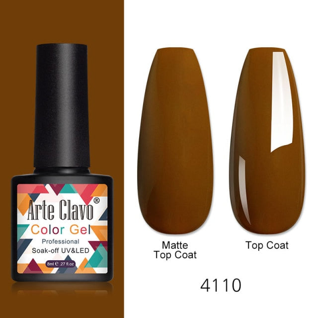 Arte Clavo 8ml Gel Nail Polish Nails Shiny Color Soak Off UV Gel Varnish Semi Permanant UV Gel Nail Art Need Led Lamp Top Coat