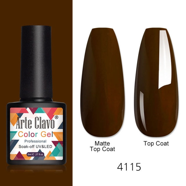 Arte Clavo 8ml Gel Nail Polish Nails Shiny Color Soak Off UV Gel Varnish Semi Permanant UV Gel Nail Art Need Led Lamp Top Coat