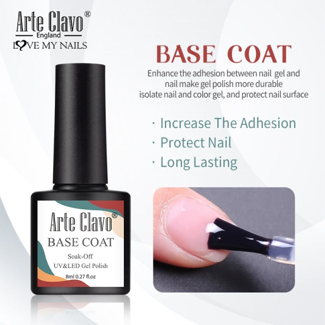 Arte Clavo 8ml Gel Nail Polish Nails Shiny Color Soak Off UV Gel Varnish Semi Permanant UV Gel Nail Art Need Led Lamp Top Coat