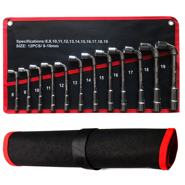 Car Repair,L Type Socket Wrench Set,High Carbon Steel L Spanner Keys,with Pouch Pack Pipe,Perforation Elbow Spanner Hand Tool .