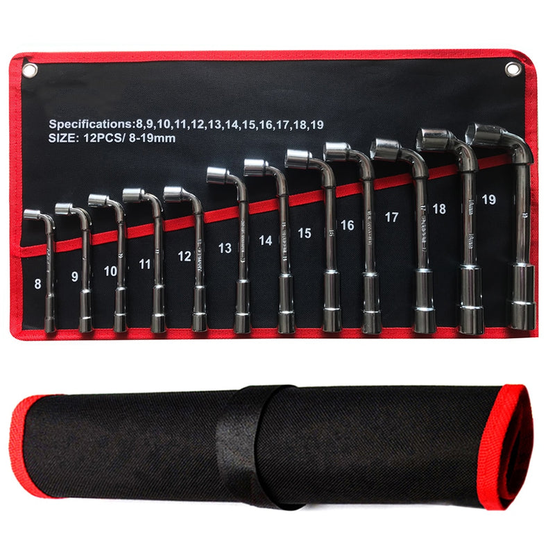 Car Repair,L Type Socket Wrench Set,High Carbon Steel L Spanner Keys,with Pouch Pack Pipe,Perforation Elbow Spanner Hand Tool .
