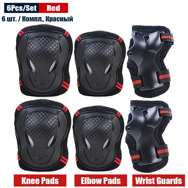 6Pcs/Set Teens & Adult Knee Pads Elbow Pads Wrist Guards Protective Gear Set for Roller Skating, Skateboarding, Cycling Sports