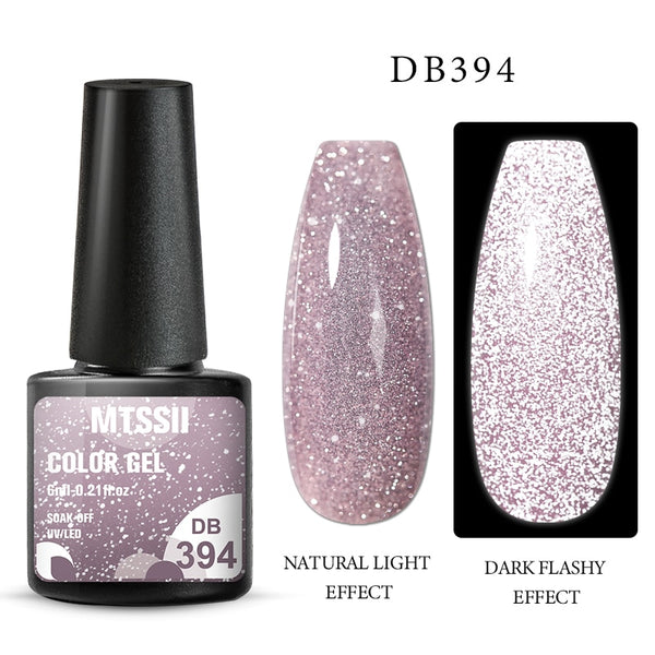 Mtssii 6ml Reflective Glitter Gel Nail Polish 8Colors Sparkling Auroras Laser Nail Gel Semi Permanent Soak Off UV Gel Varnish