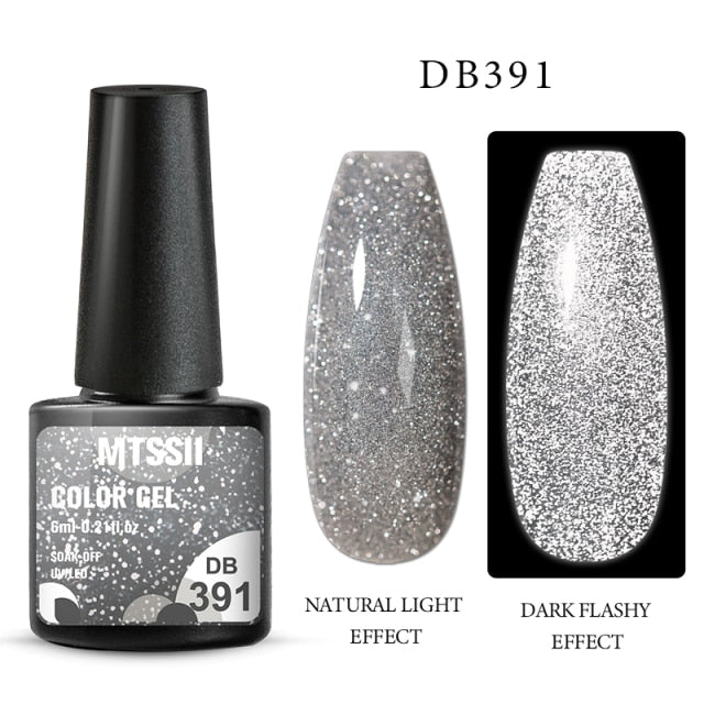 Mtssii 6ml Reflective Glitter Gel Nail Polish 8Colors Sparkling Auroras Laser Nail Gel Semi Permanent Soak Off UV Gel Varnish