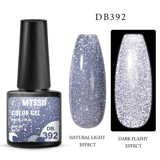 Mtssii 6ml Reflective Glitter Gel Nail Polish 8Colors Sparkling Auroras Laser Nail Gel Semi Permanent Soak Off UV Gel Varnish