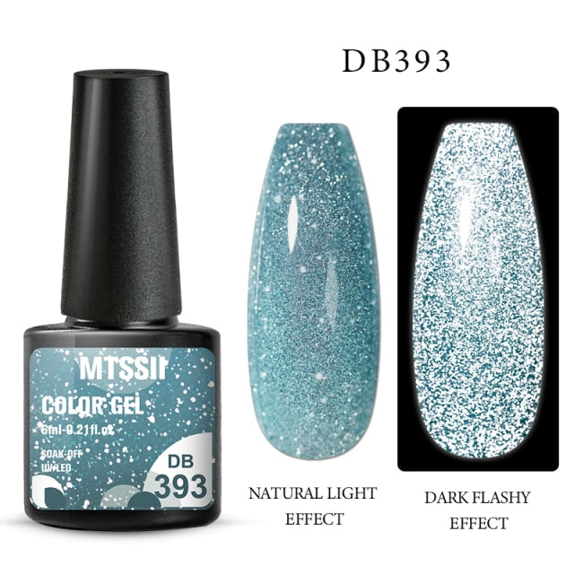 Mtssii 6ml Reflective Glitter Gel Nail Polish 8Colors Sparkling Auroras Laser Nail Gel Semi Permanent Soak Off UV Gel Varnish