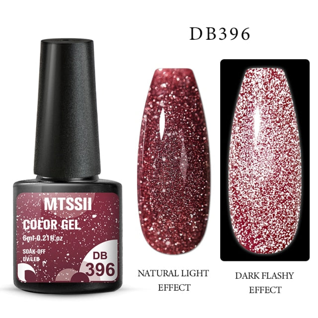 Mtssii 6ml Reflective Glitter Gel Nail Polish 8Colors Sparkling Auroras Laser Nail Gel Semi Permanent Soak Off UV Gel Varnish