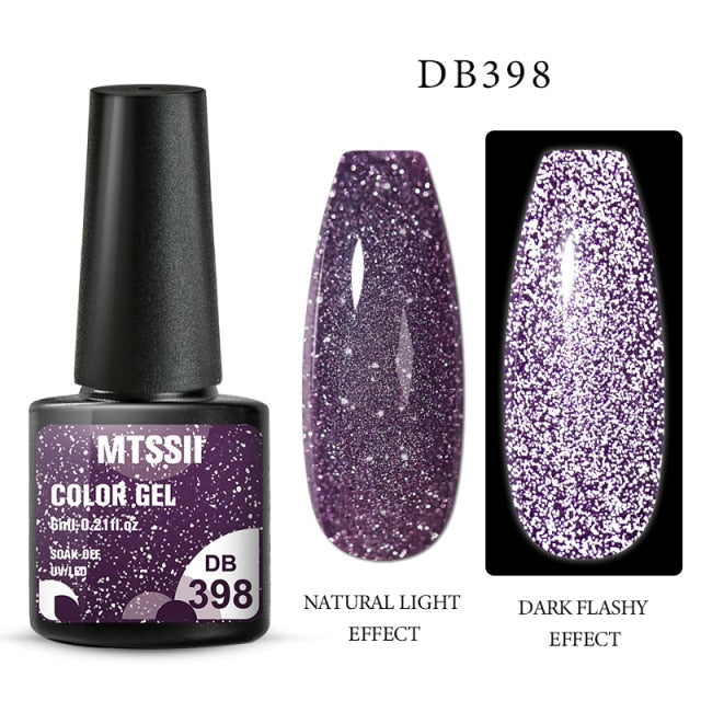 Mtssii 6ml Reflective Glitter Gel Nail Polish 8Colors Sparkling Auroras Laser Nail Gel Semi Permanent Soak Off UV Gel Varnish