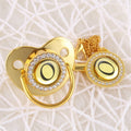 Handmade Bling Gold Baby Pacifier Chain Clip 26 Alphabet Shimmer Crystal Newborn Pacifier Silicone Nipple Orthodontic Soother