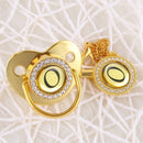 Handmade Bling Gold Baby Pacifier Chain Clip 26 Alphabet Shimmer Crystal Newborn Pacifier Silicone Nipple Orthodontic Soother