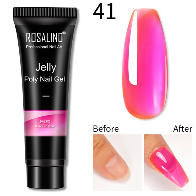 ROSALIND Glitter Poly Nail Gel Extension 15ml Gel Polish All For Manicure Poly Builder Nail Gel Semi Permanent Soak Off Nail Art
