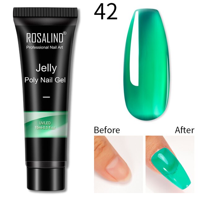 ROSALIND Glitter Poly Nail Gel Extension 15ml Gel Polish All For Manicure Poly Builder Nail Gel Semi Permanent Soak Off Nail Art