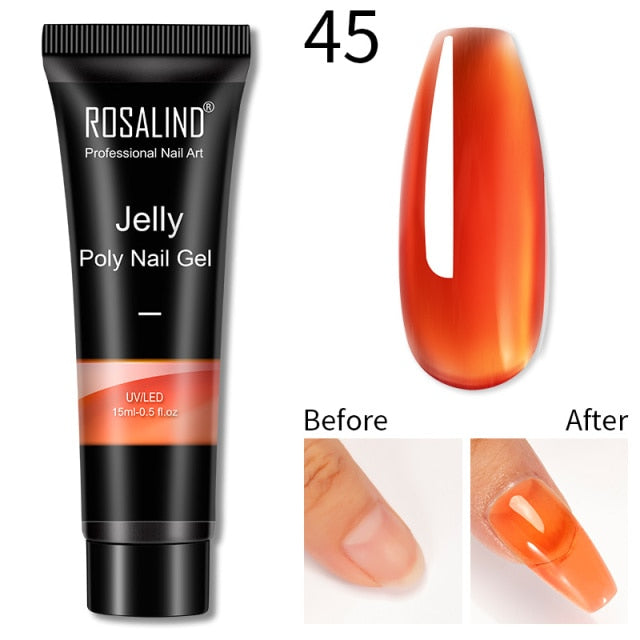 ROSALIND Glitter Poly Nail Gel Extension 15ml Gel Polish All For Manicure Poly Builder Nail Gel Semi Permanent Soak Off Nail Art