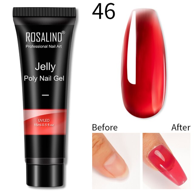 ROSALIND Glitter Poly Nail Gel Extension 15ml Gel Polish All For Manicure Poly Builder Nail Gel Semi Permanent Soak Off Nail Art