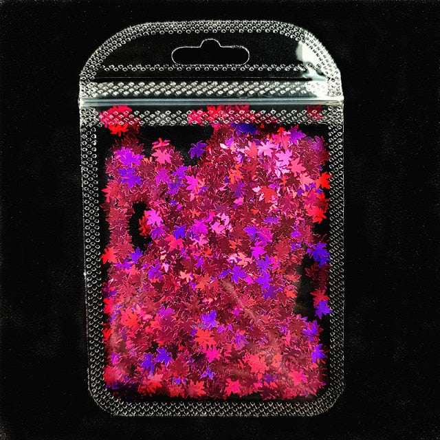 3 g/set Shiny Leaf Shape Glitter Micro Flakes Acrylic Holographic Gold Sequins DIY 3D Nail Art Decorations Polish Manicure