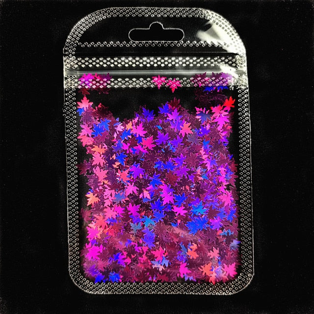 3 g/set Shiny Leaf Shape Glitter Micro Flakes Acrylic Holographic Gold Sequins DIY 3D Nail Art Decorations Polish Manicure