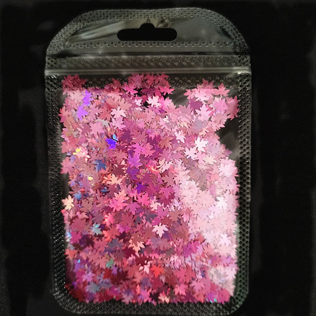 3 g/set Shiny Leaf Shape Glitter Micro Flakes Acrylic Holographic Gold Sequins DIY 3D Nail Art Decorations Polish Manicure