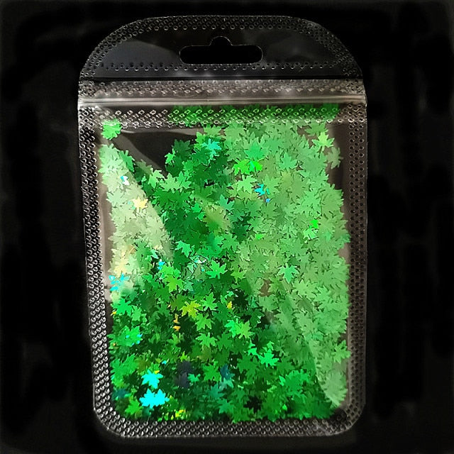 3 g/set Shiny Leaf Shape Glitter Micro Flakes Acrylic Holographic Gold Sequins DIY 3D Nail Art Decorations Polish Manicure