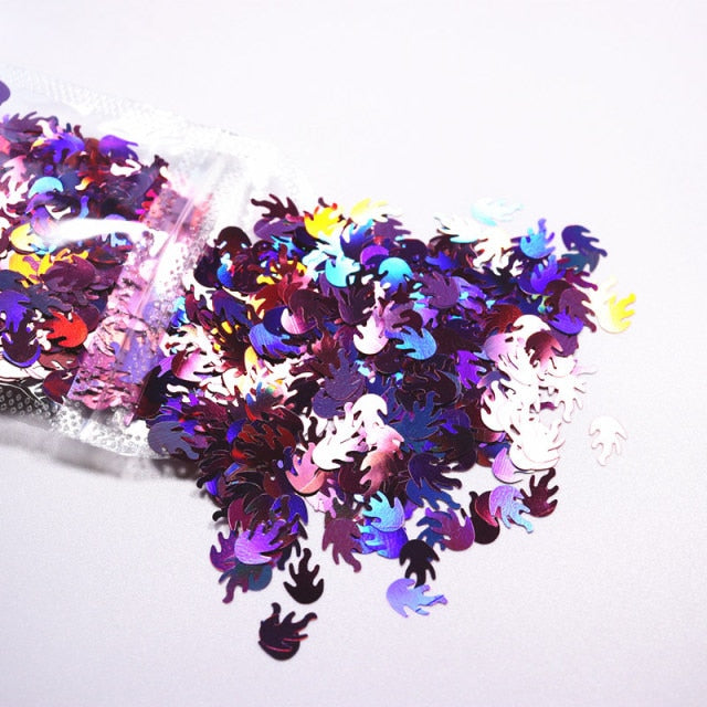 3 g/set Shiny Leaf Shape Glitter Micro Flakes Acrylic Holographic Gold Sequins DIY 3D Nail Art Decorations Polish Manicure