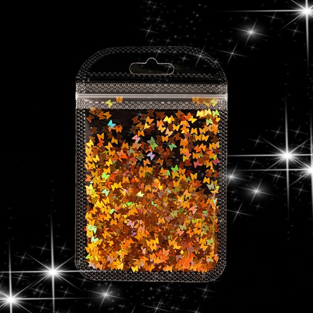 3 g/set Shiny Leaf Shape Glitter Micro Flakes Acrylic Holographic Gold Sequins DIY 3D Nail Art Decorations Polish Manicure