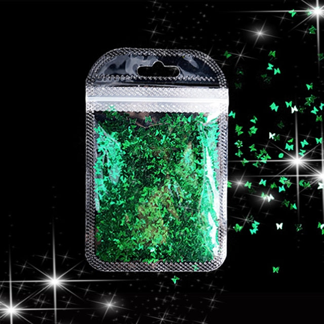 3 g/set Shiny Leaf Shape Glitter Micro Flakes Acrylic Holographic Gold Sequins DIY 3D Nail Art Decorations Polish Manicure