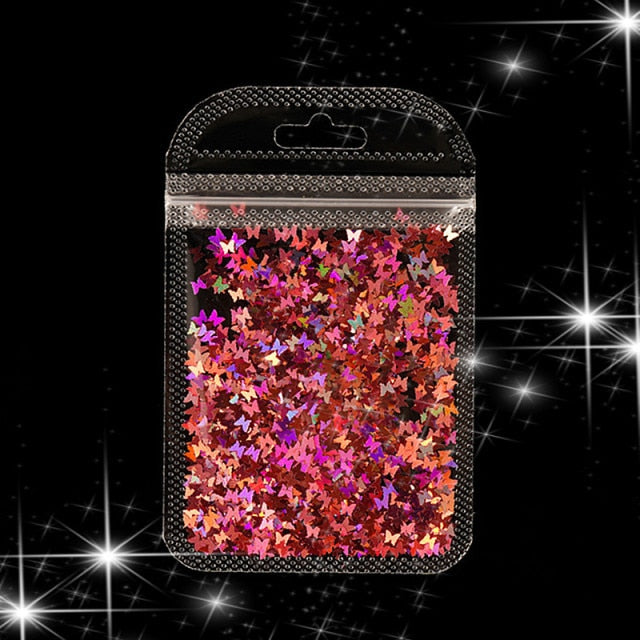 3 g/set Shiny Leaf Shape Glitter Micro Flakes Acrylic Holographic Gold Sequins DIY 3D Nail Art Decorations Polish Manicure