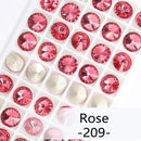 Blue Rose Mixed Round Crystal K9 Glass Rhinestones Applique Fancy Stones for Craft Glue Christmas Clothing Garment Decoration