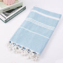 Striped Cotton Turkish Sports Bath Towel with Tassels Travel Gym Camping  Sauna Beach  Pool Blanket Absorbent Easy Care