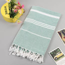 Striped Cotton Turkish Sports Bath Towel with Tassels Travel Gym Camping  Sauna Beach  Pool Blanket Absorbent Easy Care