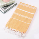 Striped Cotton Turkish Sports Bath Towel with Tassels Travel Gym Camping  Sauna Beach  Pool Blanket Absorbent Easy Care