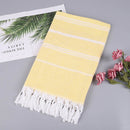 Striped Cotton Turkish Sports Bath Towel with Tassels Travel Gym Camping  Sauna Beach  Pool Blanket Absorbent Easy Care