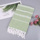 Striped Cotton Turkish Sports Bath Towel with Tassels Travel Gym Camping  Sauna Beach  Pool Blanket Absorbent Easy Care