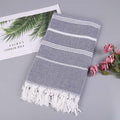 Striped Cotton Turkish Sports Bath Towel with Tassels Travel Gym Camping  Sauna Beach  Pool Blanket Absorbent Easy Care