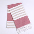 Striped Cotton Turkish Sports Bath Towel with Tassels Travel Gym Camping  Sauna Beach  Pool Blanket Absorbent Easy Care