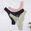 3Pcs/Lot Plus Size S-4XL Lingerie Femme Underwear Women Sexy G String Thong Lace Hollow with Bow Panties Solid Color