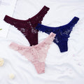 3Pcs/Lot Plus Size S-4XL Lingerie Femme Underwear Women Sexy G String Thong Lace Hollow with Bow Panties Solid Color