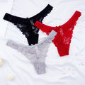 3Pcs/Lot Plus Size S-4XL Lingerie Femme Underwear Women Sexy G String Thong Lace Hollow with Bow Panties Solid Color