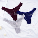 3Pcs/Lot Plus Size S-4XL Lingerie Femme Underwear Women Sexy G String Thong Lace Hollow with Bow Panties Solid Color