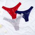 3Pcs/Lot Plus Size S-4XL Lingerie Femme Underwear Women Sexy G String Thong Lace Hollow with Bow Panties Solid Color
