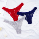 3Pcs/Lot Plus Size S-4XL Lingerie Femme Underwear Women Sexy G String Thong Lace Hollow with Bow Panties Solid Color