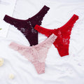 3Pcs/Lot Plus Size S-4XL Lingerie Femme Underwear Women Sexy G String Thong Lace Hollow with Bow Panties Solid Color
