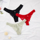 3Pcs/Lot Plus Size S-4XL Lingerie Femme Underwear Women Sexy G String Thong Lace Hollow with Bow Panties Solid Color