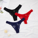 3Pcs/Lot Plus Size S-4XL Lingerie Femme Underwear Women Sexy G String Thong Lace Hollow with Bow Panties Solid Color