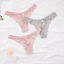 3Pcs/Lot Plus Size S-4XL Lingerie Femme Underwear Women Sexy G String Thong Lace Hollow with Bow Panties Solid Color
