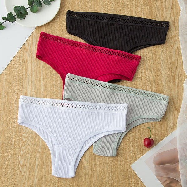 3PCS/Set G-string Panties Cotton Sexy Panties UnderpantsThong Solid Color Women's Underwear Pantys Intimates Lingerie Briefs