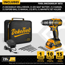 DEKO New Sharker 20V Cordless Drill Driver Screwdriver Mini Wireless Power Driver DC Lithium-Ion Battery 18+1 Settings