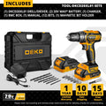 DEKO New Sharker 20V Cordless Drill Driver Screwdriver Mini Wireless Power Driver DC Lithium-Ion Battery 18+1 Settings