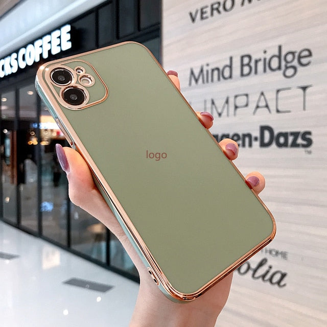 Square Frame Plating Case For iPhone 12 Pro Max 11 Bling Gold Soft Cover For iPhone 12 Mini 11 Pro Max XS XR X 8 7 Plus