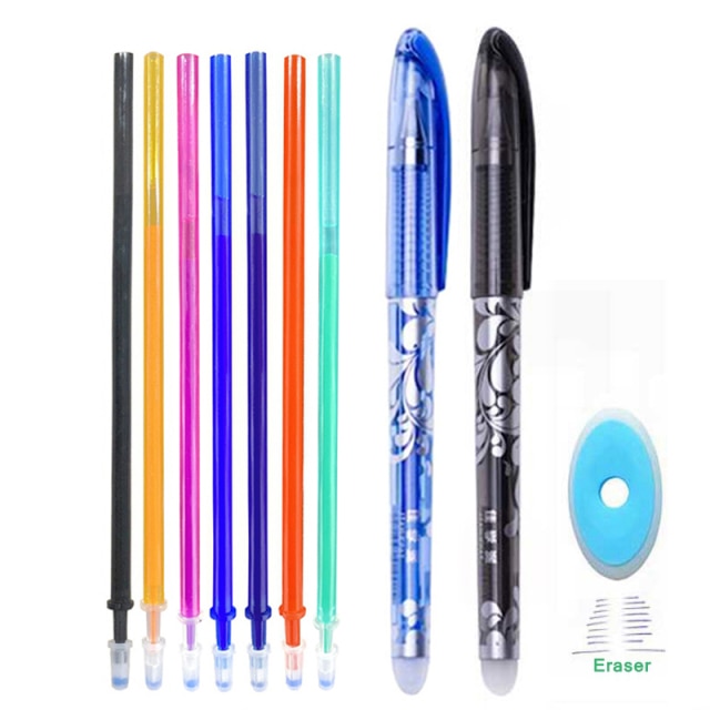 Erasable Pen Set Washable handle Blue Black Color Ink Writing Ballpoint Pens for School Office Stationery Supplies Exam Spare