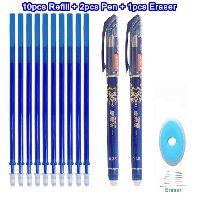 Erasable Pen Set Washable handle Blue Black Color Ink Writing Ballpoint Pens for School Office Stationery Supplies Exam Spare